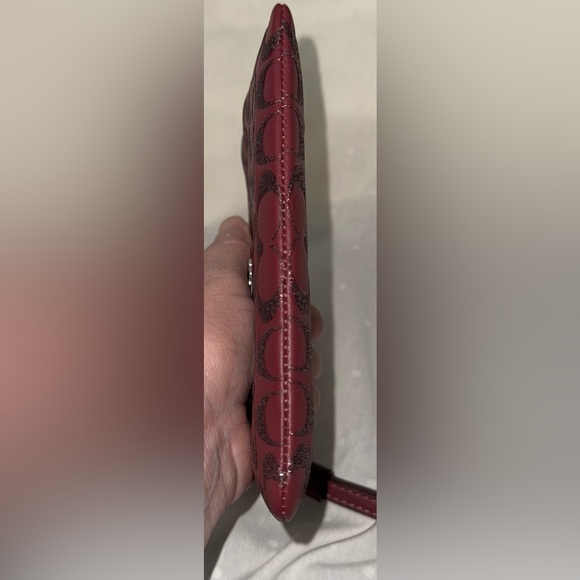 NWOT Boxed Corner Coach Women's Corner Glitter Wallet Burgundy Red Leather - Picture 8 of 9